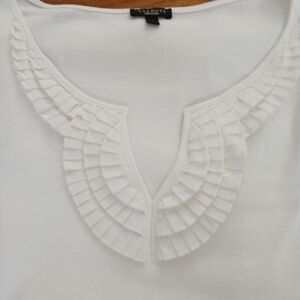 Talbots Ivory Ruffle Neck Topsize Xl